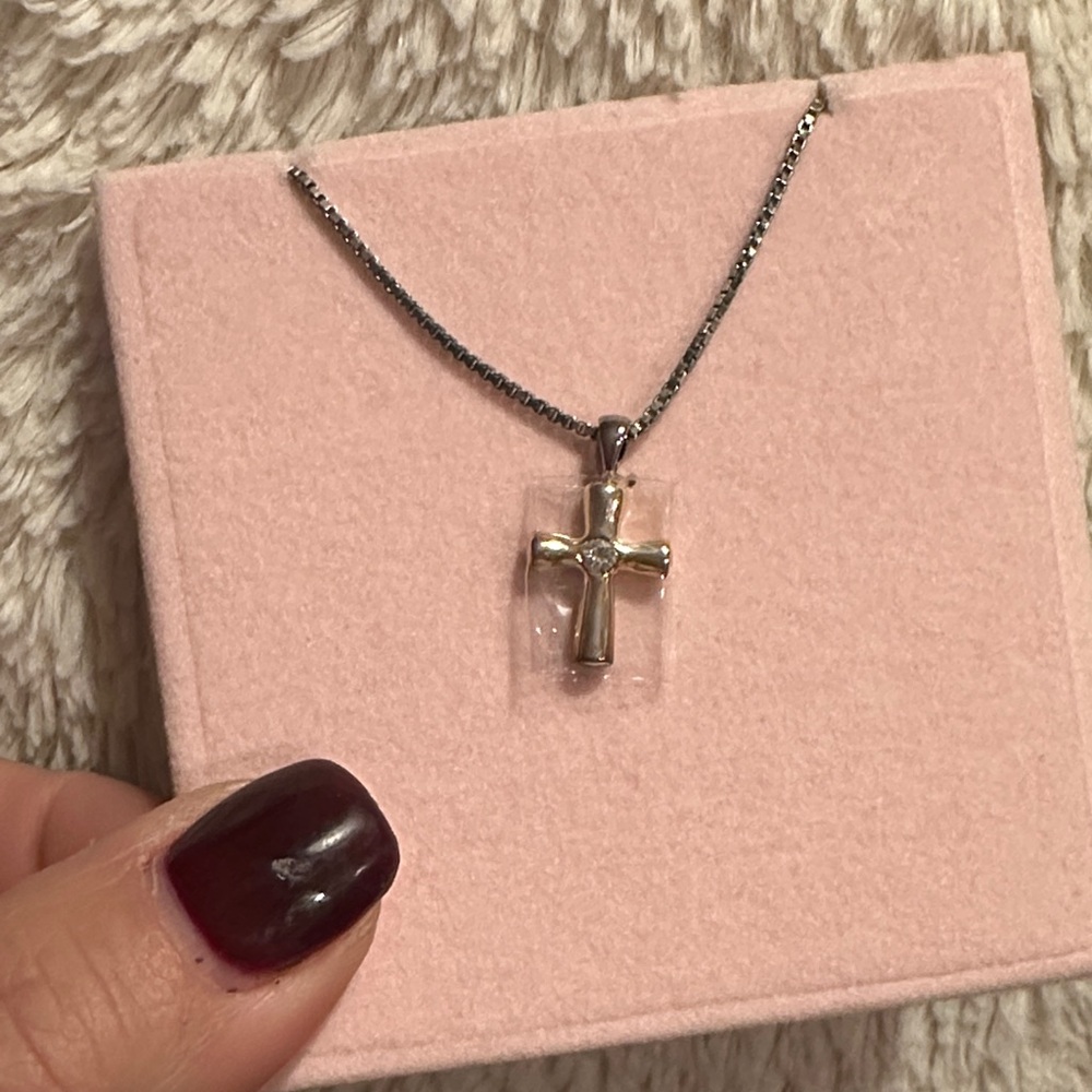 Elegant Silver gold plated Cross Pendant Necklace